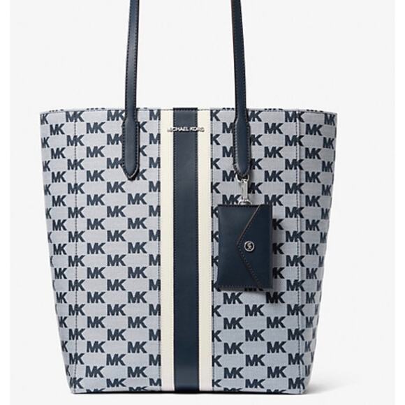 RETAIL $498 Michael Kors Vincent Large Logo Jacquard Tote Bag with Card Case*NWT - Picture 1 of 7